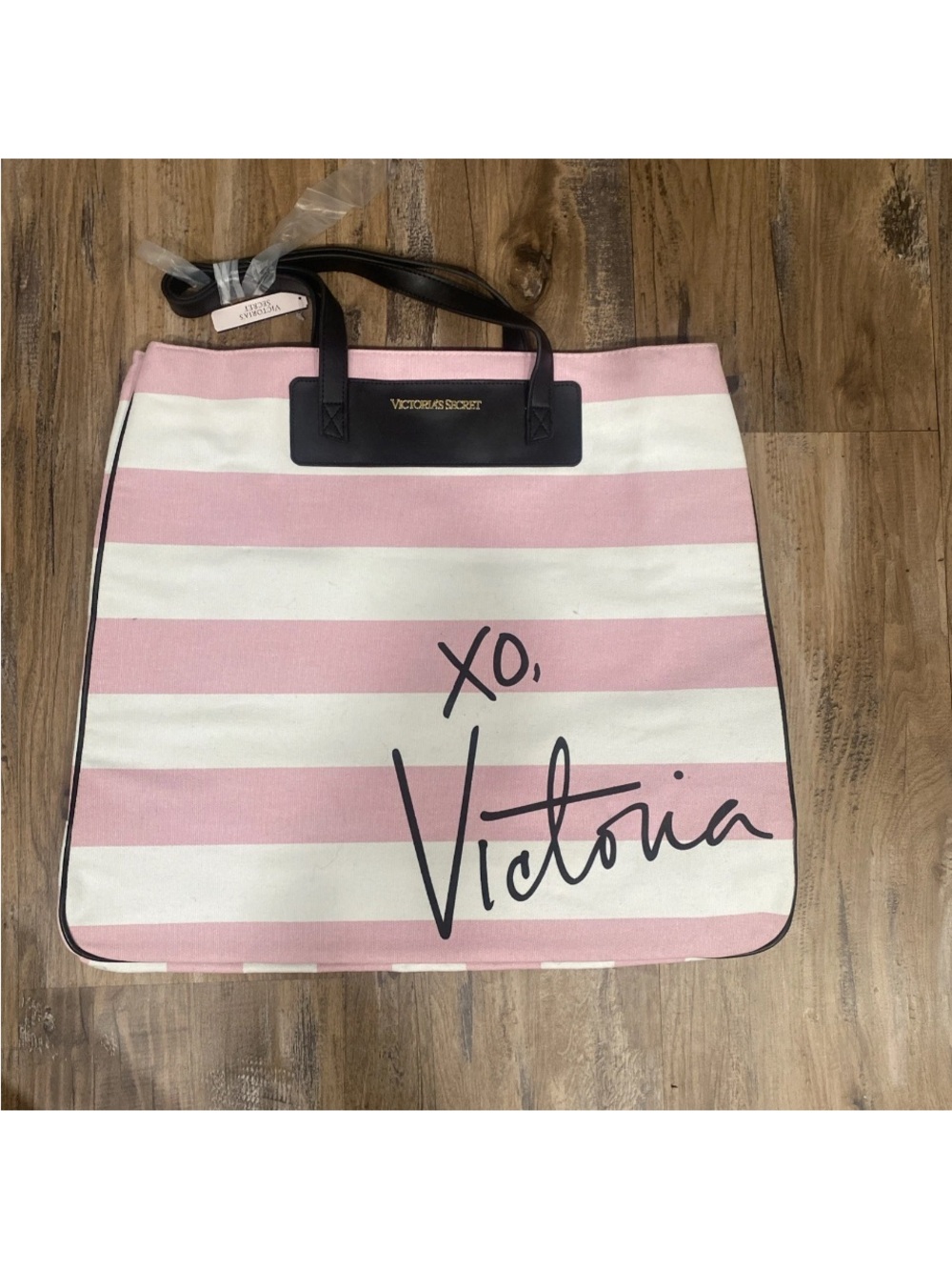Victoria's Secret Pink and White Striped XO Victoria Tote